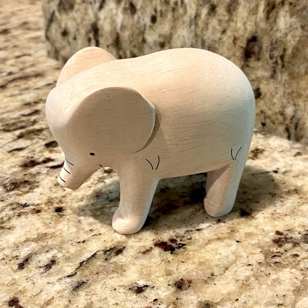 Carved Wooden Elephant Figurine